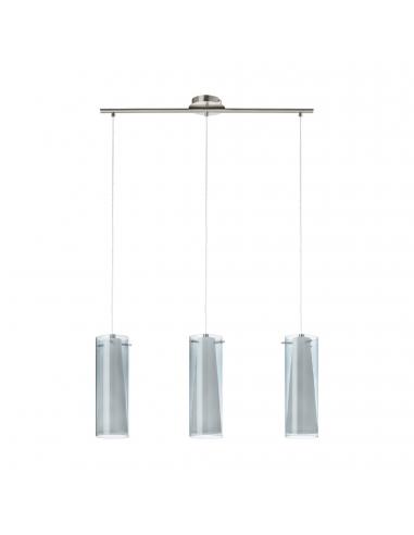 EGLO 90305 - PINTO NERO Living Room Lamp in Nickel-matt Steel and Tinted Glass, matte opal glass