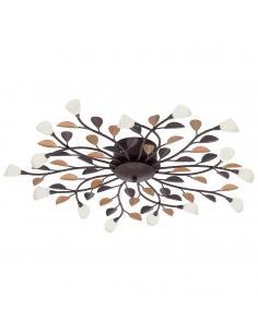 EGLO 90737 - CAMPANIA Living Room Lamp in antique brown steel, gold and whitewashed glass