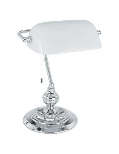 EGLO 90968 - BANKER Office Lamp in Chrome Steel and Satin Glass