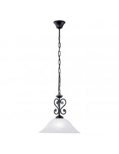 EGLO 91002 - MURCIA Crystal pendant lamp in black steel and alabaster glass