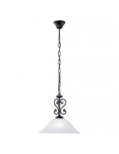 EGLO 91002 - MURCIA Crystal pendant lamp in black steel and alabaster glass