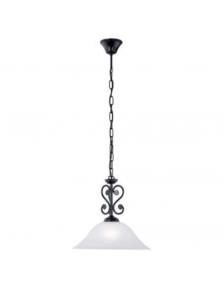 EGLO 91002 - MURCIA Crystal pendant lamp in black steel and alabaster glass