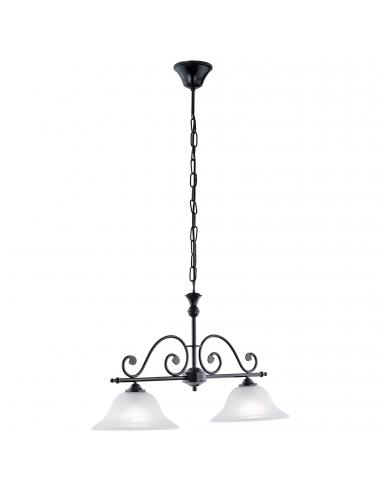 EGLO 91004 - MURCIA Crystal pendant lamp in black steel and alabaster glass