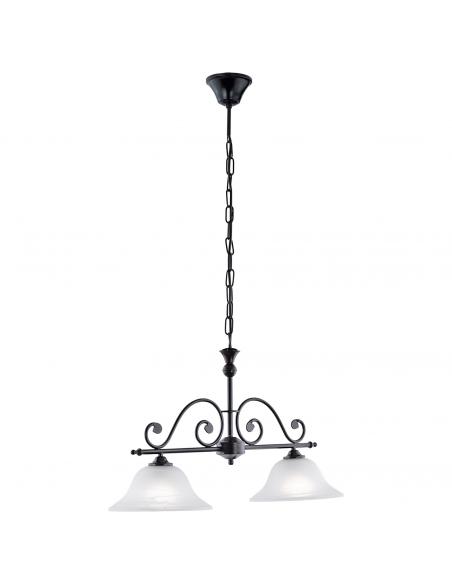 EGLO 91004 - MURCIA Crystal pendant lamp in black steel and alabaster glass