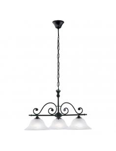 EGLO 91005 - MURCIA Crystal pendant lamp in black steel and alabaster glass