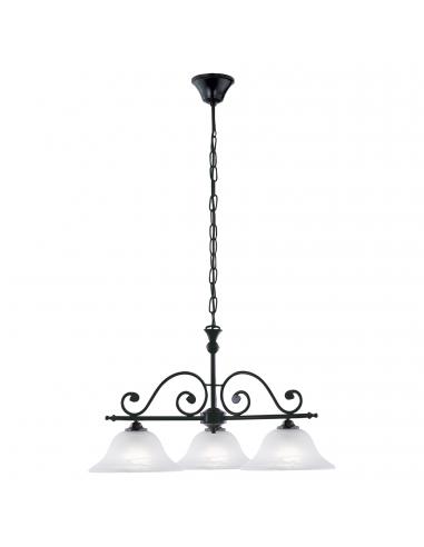 EGLO 91005 - MURCIA Crystal pendant lamp in black steel and alabaster glass