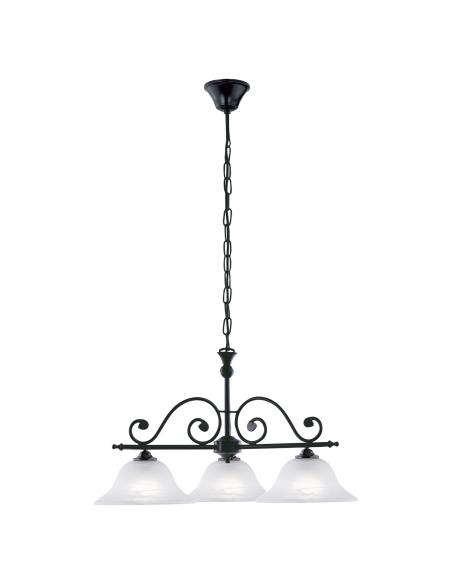EGLO 91005 - MURCIA Crystal pendant lamp in black steel and alabaster glass