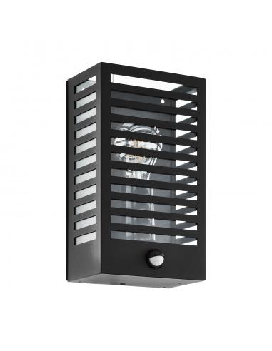 E27 black outdoor wall light with sensor - EGLO Alamonte3