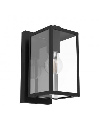 E27 outdoor wall light black metal and glass - EGLO Budrone