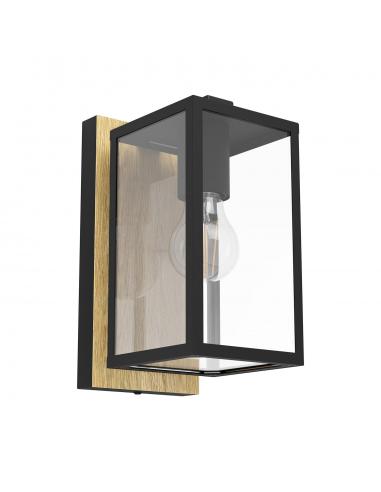 E27 outdoor wall light metal wood and glass - EGLO Budrone
