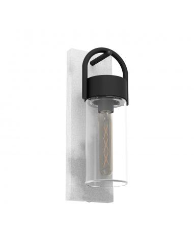 Aplique exterior E27 gris, negro y cristal IP44 - Eglo Carraro