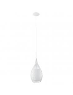 EGLO 92251 - RAZONI Lámpara colgante de Cristal en Acero blanco y Vidrio satinado, acero