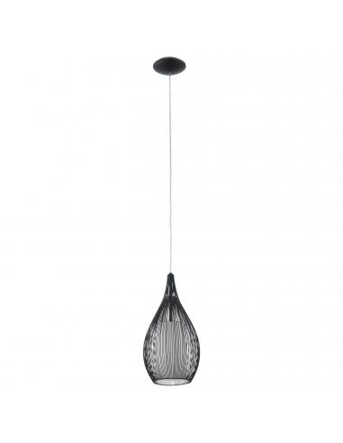 EGLO 92252 - RAZONI Crystal Pendant Lamp in Black Steel and Satin Glass, Steel