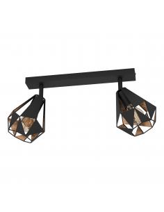 Lámpara de techo 2 luces acero negro y cobre - Eglo Carlton7