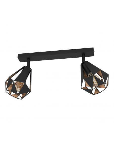 Ceiling lamp 2 lights black steel and copper - EGLO Carlton7