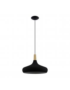 Black steel and wood pendant lamp Ø40 cm - EGLO Sabinar