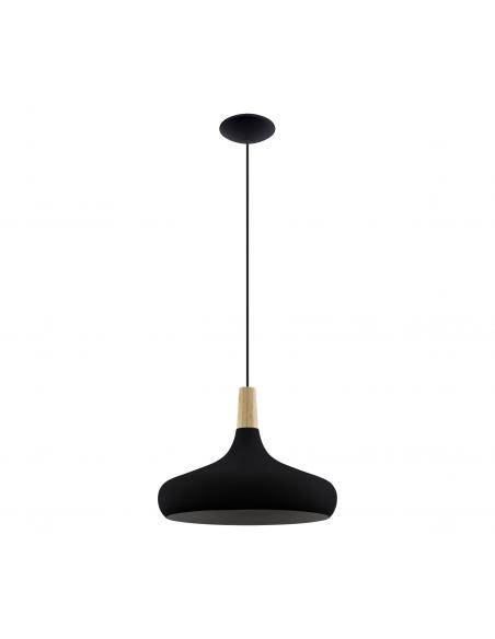 Black steel and wood pendant lamp Ø40 cm - EGLO Sabinar