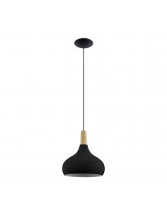 Lámpara colgante acero negro y madera Ø28 cm - Eglo Sabinar