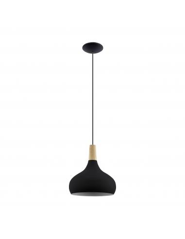 Lámpara colgante acero negro y madera Ø28 cm - Eglo Sabinar