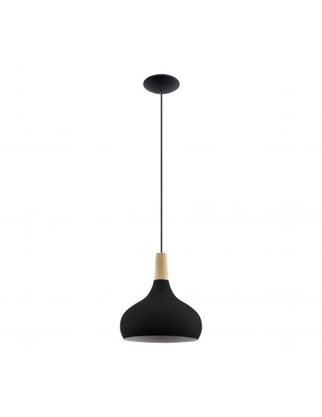Black steel and wood pendant lamp Ø28 cm - EGLO Sabinar