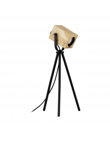 Industrial table lamp GU10 wood tripod - EGLO Ayles