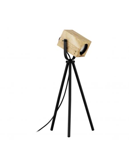 Lámpara de mesa industrial GU10 madera trípode - Eglo Ayles