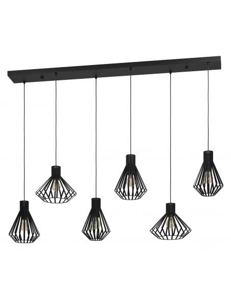 6-light pendant lamp black steel - EGLO Basidano