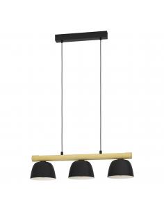 3-light pendant lamp steel and wood - EGLO Sherburn