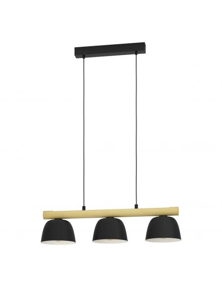 3-light pendant lamp steel and wood - EGLO Sherburn