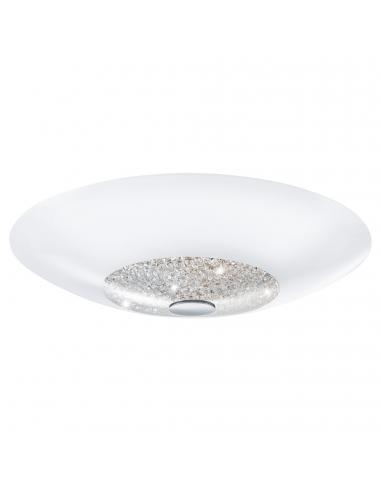 EGLO 92713 - ELLERA Glass Ceiling Light in White Steel, Chrome and Glass, Glass