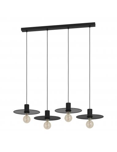 4-light pendant lamp black vintage steel - EGLO Ikeston