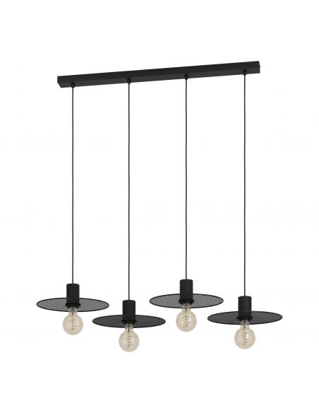 4-light pendant lamp black vintage steel - EGLO Ikeston