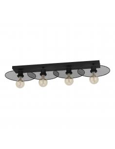 Ceiling lamp 4 lights black vintage steel - EGLO Ikeston