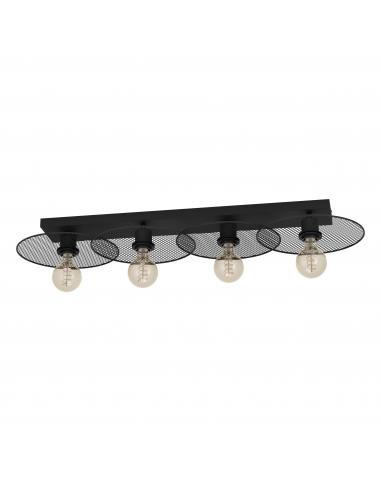 Ceiling lamp 4 lights black vintage steel - EGLO Ikeston