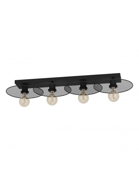 Ceiling lamp 4 lights black vintage steel - EGLO Ikeston