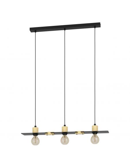 Bramerton 3-light pendant lamp steel and wood - EGLO