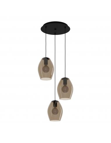 3 light pendant lamp brown glass - EGLO Estanys1