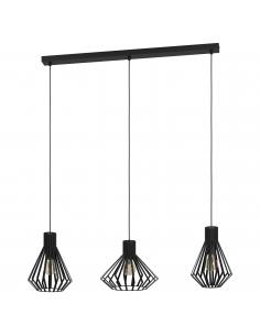 3-light hanging lamp black steel - EGLO Basidano
