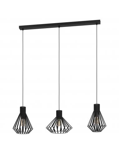 3-light hanging lamp black steel - EGLO Basidano
