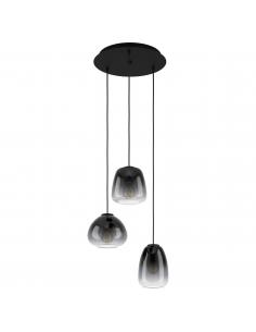 Hanging lamp 3 lights smoked steel - EGLO Aguilares