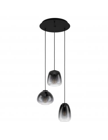 Hanging lamp 3 lights smoked steel - EGLO Aguilares