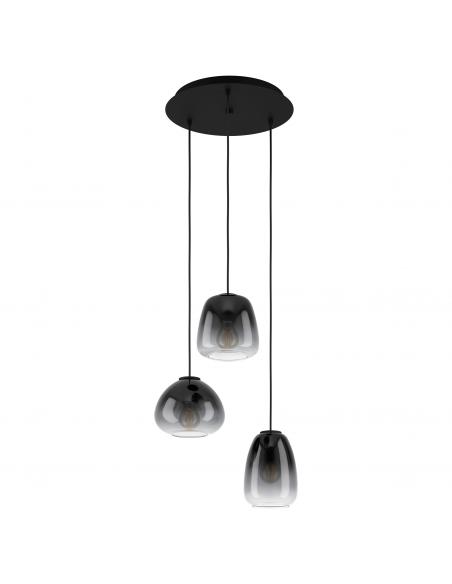 Hanging lamp 3 lights smoked steel - EGLO Aguilares