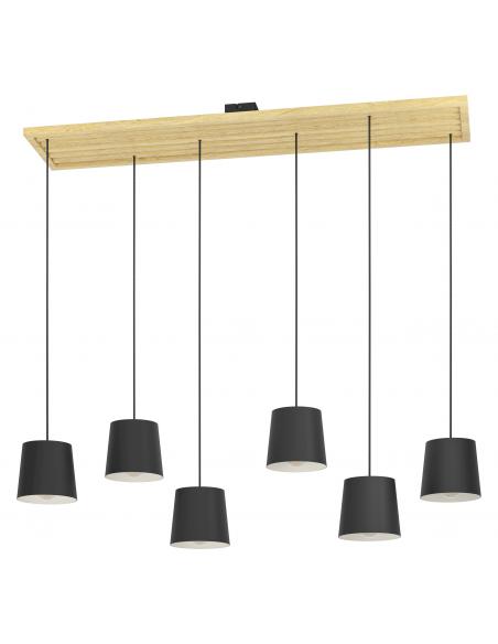 6-light pendant lamp steel and wood - EGLO Camarioca