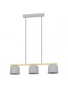 Lámpara colgante 3 luces gris madera - Eglo Mariel