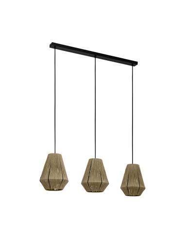 3-light pendant lamp textile brown thread - EGLO Alderney