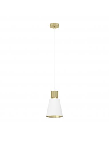 Lámpara colgante textil blanco con dorado- Eglo Aglientina
