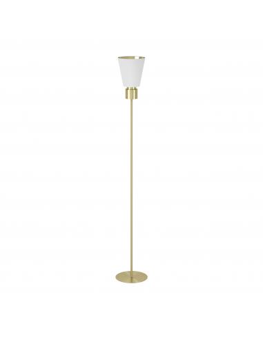 White textile floor lamp with gold - EGLO Aglientina