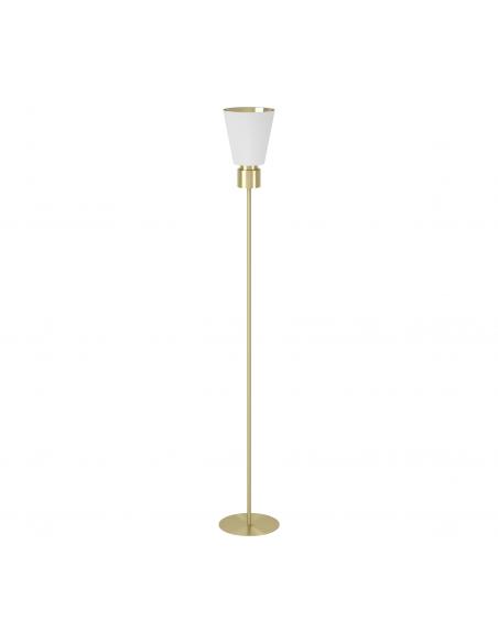 White textile floor lamp with gold - EGLO Aglientina