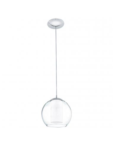 EGLO 92761 - BOLSANO Crystal pendant lamp in Chrome Steel and Satin Glass, glass