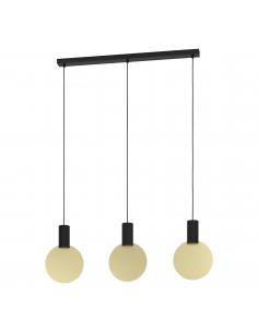 Lámpara colgante 3 luces GU10 acero negro oro - Eglo Sarona
